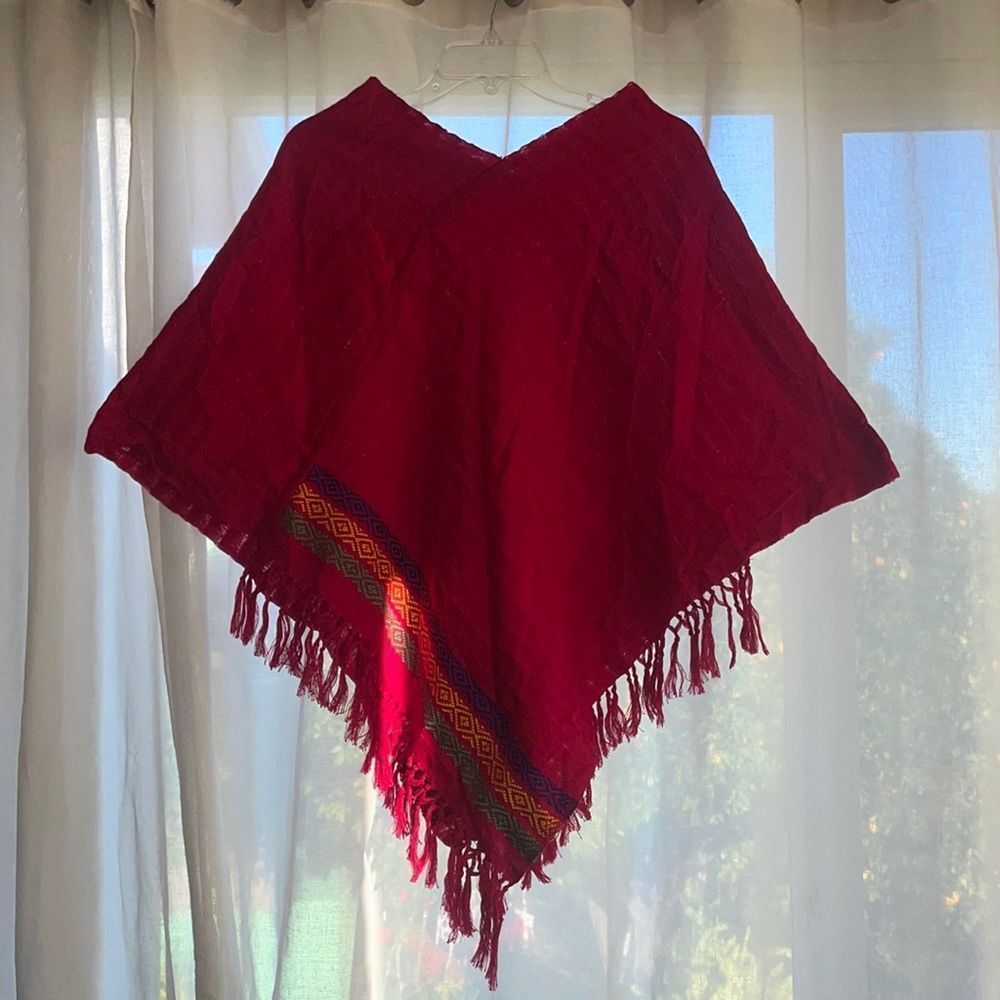 Authentic Guatemalan Red Poncho